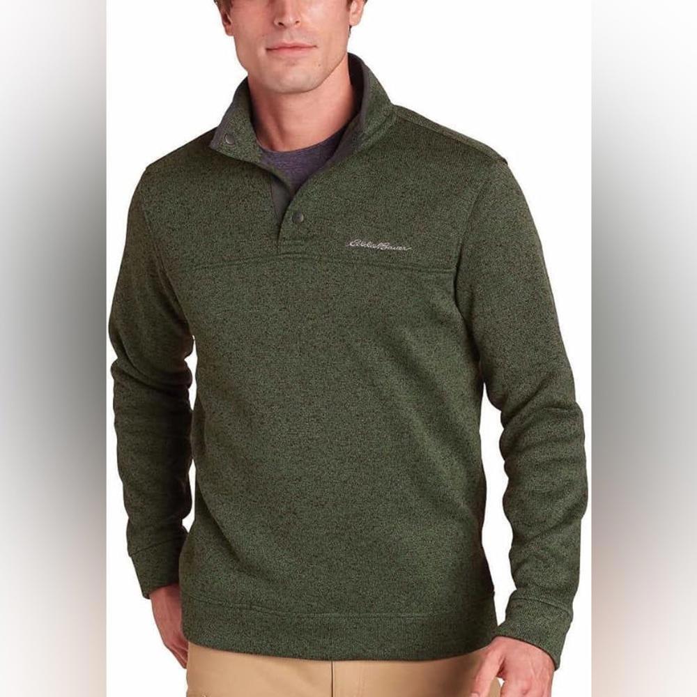 Eddie Bauer Heavyweight Radiator Fleece‎ Quarter Snap Pullover Green Mens XXL